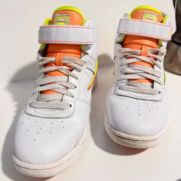 Women's Fila F-13 White | Lime Green | Hot Pink Sneakers size 7.5 - Picture 4 of 9